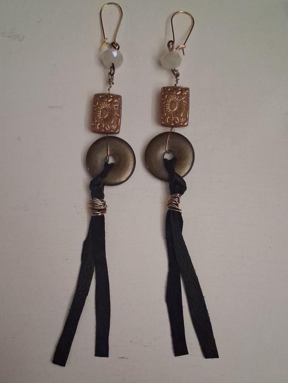 Boho Black and Gold Tassel Drop Earrings
